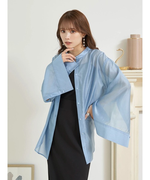 earth music&ecology（アースミュージックアンドエコロジー）の「マルチウェイシアーシャツ（シャツ/ブラウス・レディース・ピンク系その他3/ライトベージュ/サックスブルー・FREE）」の21枚目の写真