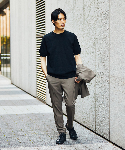 EDIFICE（エディフィス）の「ホールガーメント ニットTシャツ（ニット/セーター・メンズ・チャコールグレー/ブラック/モスグリーン/ベージュ/イエロー・MEDIUM/LARGE）」の8枚目の写真