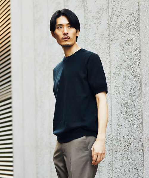 EDIFICE（エディフィス）の「ホールガーメント ニットTシャツ（ニット/セーター・メンズ・チャコールグレー/ブラック/モスグリーン/ベージュ/イエロー・MEDIUM/LARGE）」の13枚目の写真