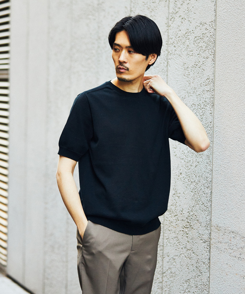 EDIFICE（エディフィス）の「ホールガーメント ニットTシャツ（ニット/セーター・メンズ・チャコールグレー/ブラック/モスグリーン/ベージュ/イエロー・MEDIUM/LARGE）」の14枚目の写真