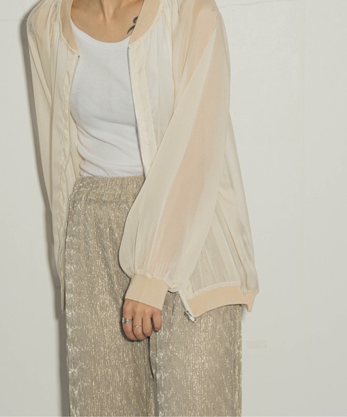 ottilie（オティーリエ）の「ottilie シアージャケット（ブルゾン・レディース・チャコールグレー/アイボリー/ミント・FREE）」の2枚目の写真