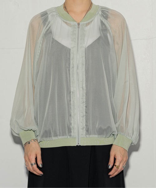 ottilie（オティーリエ）の「ottilie シアージャケット（ブルゾン・レディース・チャコールグレー/アイボリー/ミント・FREE）」の8枚目の写真