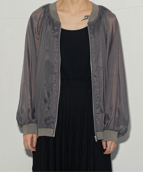 ottilie（オティーリエ）の「ottilie シアージャケット（ブルゾン・レディース・チャコールグレー/アイボリー/ミント・FREE）」の11枚目の写真