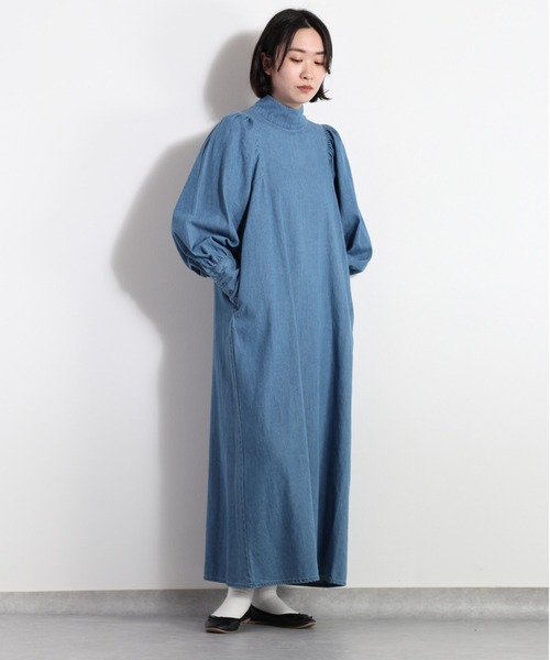 cepo（セポ）の「ハイネックギャザーデニムワンピース　セットアップ可能（ワンピース・レディース・ネイビー/ブルー系3・M）」の10枚目の写真