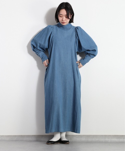 cepo（セポ）の「ハイネックギャザーデニムワンピース　セットアップ可能（ワンピース・レディース・ネイビー/ブルー系3・M）」の12枚目の写真