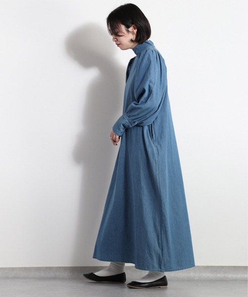 cepo（セポ）の「ハイネックギャザーデニムワンピース　セットアップ可能（ワンピース・レディース・ネイビー/ブルー系3・M）」の8枚目の写真