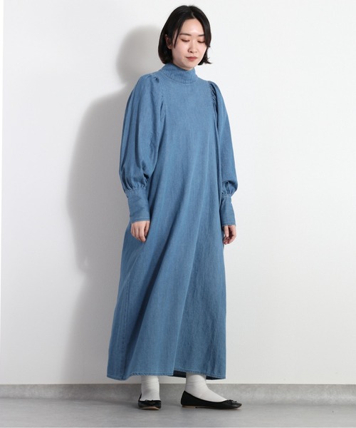 cepo（セポ）の「ハイネックギャザーデニムワンピース　セットアップ可能（ワンピース・レディース・ネイビー/ブルー系3・M）」の15枚目の写真