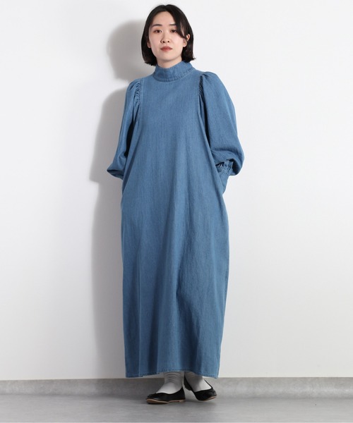 cepo（セポ）の「ハイネックギャザーデニムワンピース　セットアップ可能（ワンピース・レディース・ネイビー/ブルー系3・M）」の5枚目の写真