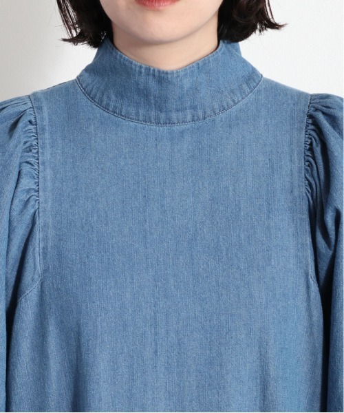 cepo（セポ）の「ハイネックギャザーデニムワンピース　セットアップ可能（ワンピース・レディース・ネイビー/ブルー系3・M）」の17枚目の写真