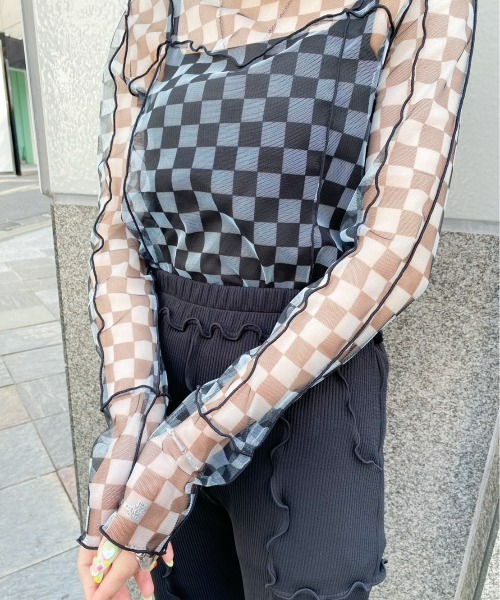 Candy Stripper（キャンディストリッパー）の「MELLOW LINED SHEER トップス（その他トップス・レディース・ブラック×グレー/ホワイト×ブラック/グレー・2）」の21枚目の写真