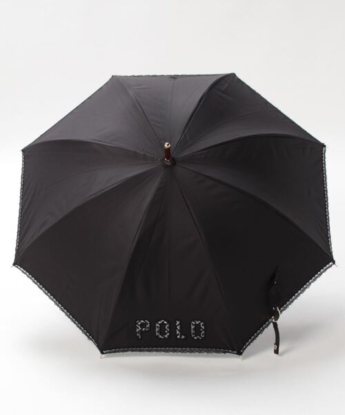 ポロ ラルフ ローレン 晴雨兼用日傘 トーションレース　ブラック POLO RALPH LAUREN（ポロ ラルフ ローレン）の「遮光 晴雨兼用