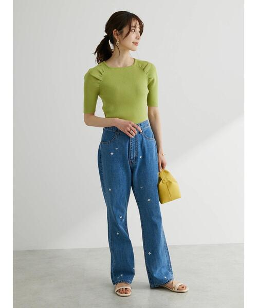 Green　Parks（グリーンパークス）の「・Double　Flags　ハナ&?　刺繍デニムパンツ（デニムパンツ・レディース・ワンウォッシュ/ライトインディゴブルー・L/M）」の5枚目の写真