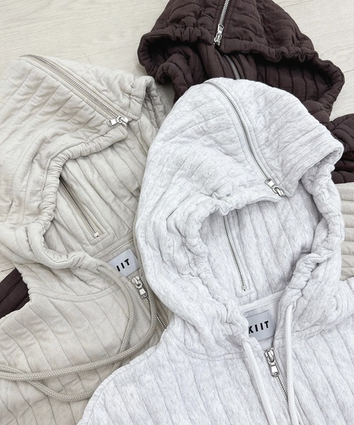 KIIT（キート）の「KIIT キート / FULL ZIP HOODIE フルジップフーディー（セットアップ） ジップパーカー / KIP-T94-001（パーカー・メンズ・ホワイト/グレイッシュベージュ/ブラウン・1/3/2）」の2枚目の写真