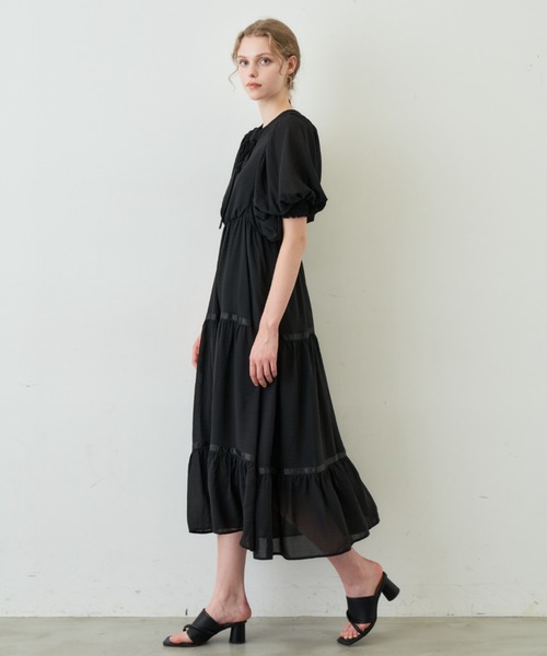 ボリューム袖シフォンワンピース idem（イデム）の「volume sleeve chiffon onepiece/ボリューム