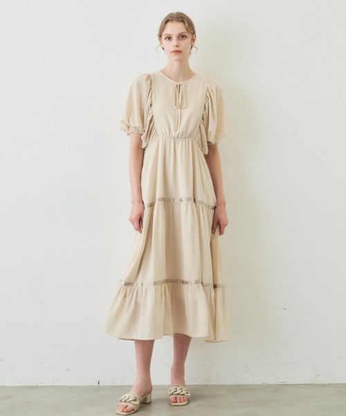 idem（イデム）の「volume sleeve chiffon onepiece/ボリューム