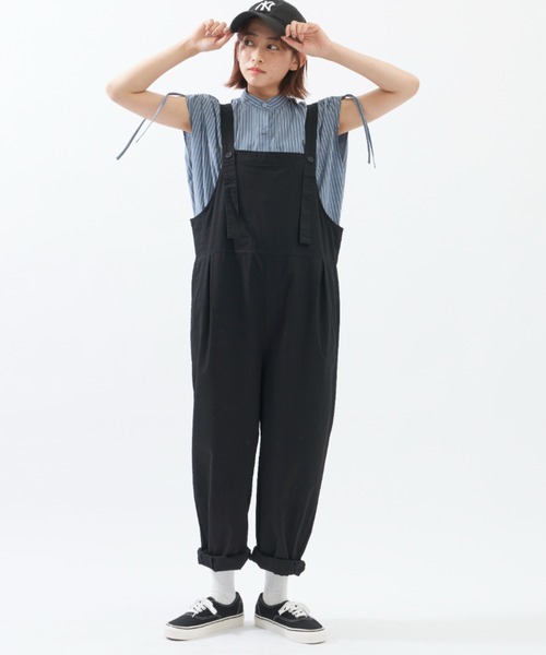EDIT Gris（エディットグリ）の「タックワイドサロペット（サロペット/オーバーオール・レディース・ベージュ/ブラック・FREE）」の13枚目の写真