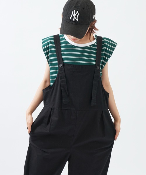 EDIT Gris（エディットグリ）の「タックワイドサロペット（サロペット/オーバーオール・レディース・ベージュ/ブラック・FREE）」の15枚目の写真