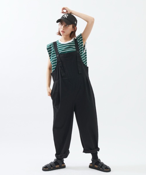 EDIT Gris（エディットグリ）の「タックワイドサロペット（サロペット/オーバーオール・レディース・ベージュ/ブラック・FREE）」の7枚目の写真