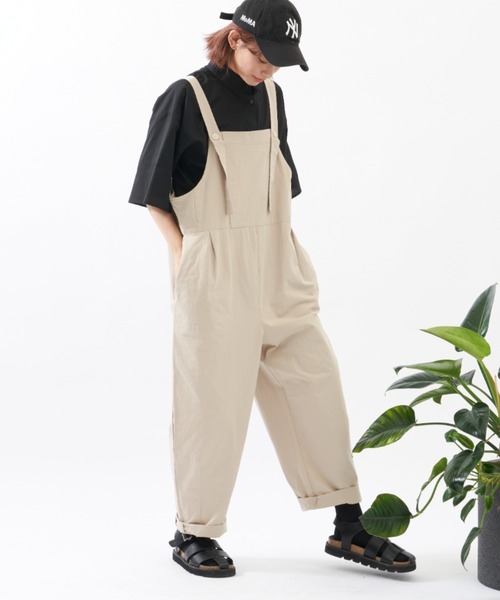 EDIT Gris（エディットグリ）の「タックワイドサロペット（サロペット/オーバーオール・レディース・ベージュ/ブラック・FREE）」の6枚目の写真