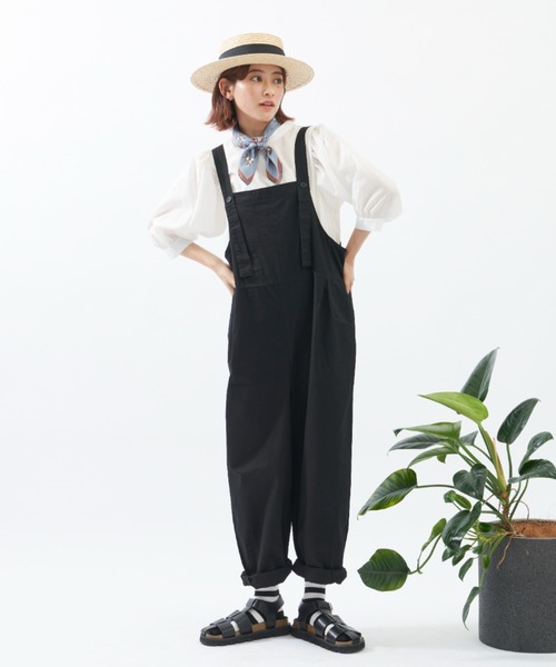 EDIT Gris（エディットグリ）の「タックワイドサロペット（サロペット/オーバーオール・レディース・ベージュ/ブラック・FREE）」の16枚目の写真