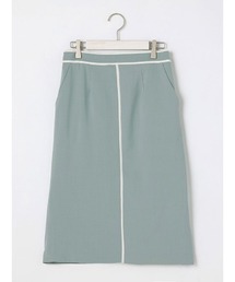 Perfect Suit FActory | 【セットアップ可能】バイカラーパイピング　スカート　ベージュ/グリーン(スカート)