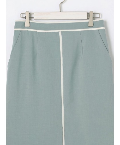 Perfect Suit FActory（パーフェクトスーツファクトリー）の「【セットアップ可能】バイカラーパイピング　スカート　ベージュ/グリーン（スカート・レディース・ライトグリーン/ベージュ・M/L/S）」の5枚目の写真
