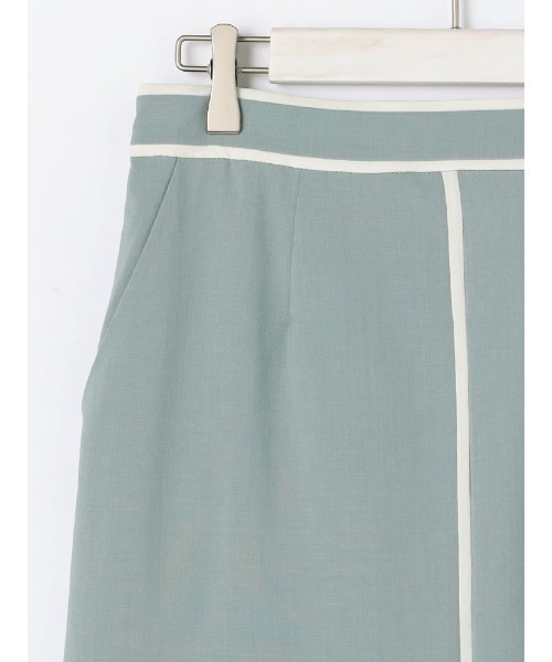 Perfect Suit FActory（パーフェクトスーツファクトリー）の「【セットアップ可能】バイカラーパイピング　スカート　ベージュ/グリーン（スカート・レディース・ライトグリーン/ベージュ・M/L/S）」の6枚目の写真