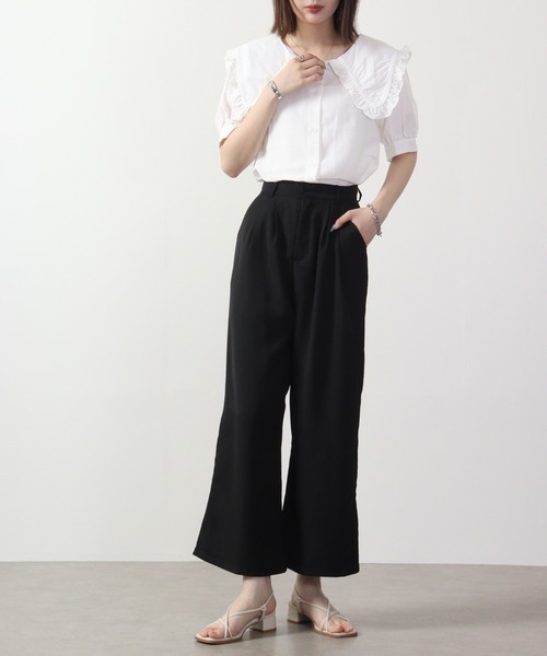 &soiree(アンドソワレ)の「&soiree ワイドパンツ(スラックス・レディース・ブラック/パープル・F)」の8枚目の写真