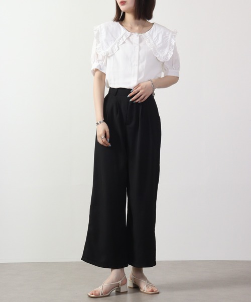 &soiree(アンドソワレ)の「&soiree ワイドパンツ(スラックス・レディース・ブラック/パープル・F)」の9枚目の写真