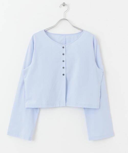 ITEMS URBANRESEARCH（アイテムズ アーバンリサーチ）の「クロップドロングスリーブシャツ（シャツ/ブラウス・レディース・ホワイト/ライトブルー/ブラック・FREE）」の6枚目の写真