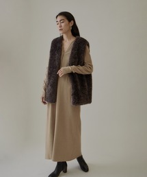 SALON adam et rope' | リブVネックワンピース -CreamyCotton /クリーミーコットン-(ワンピース)