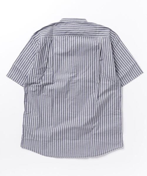 alcali(アルカリ)の「コットンリネンストライプスタンダードバンドカラーシャツ(シャツ/ブラウス・メンズ・ネイビー・3)」の2枚目の写真