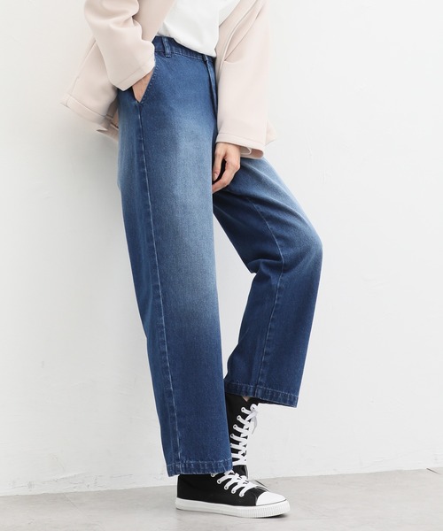 Honeys（ハニーズ）の「デニムストレートパンツ（デニムパンツ・レディース・インディゴブルー/ブラック/ワンウォッシュ/ブルー/ベージュ/アイボリー・L/M/SS/LL/S）」の4枚目の写真