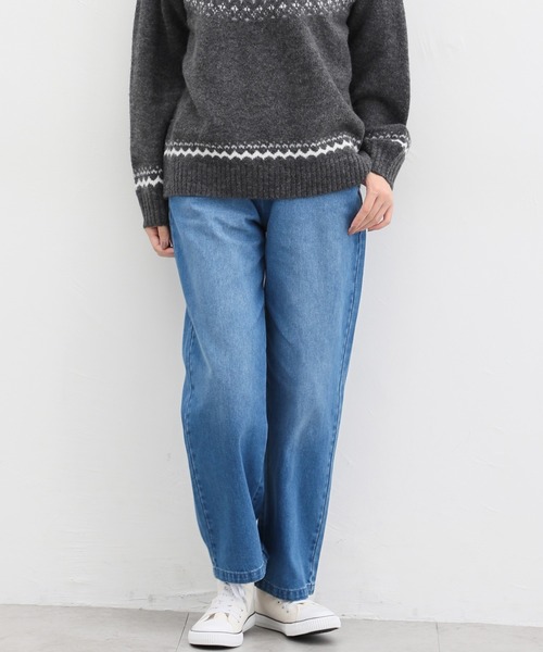 Honeys（ハニーズ）の「デニムストレートパンツ（デニムパンツ・レディース・インディゴブルー/ブラック/ワンウォッシュ/ブルー/ベージュ/アイボリー・L/M/SS/LL/S）」の5枚目の写真