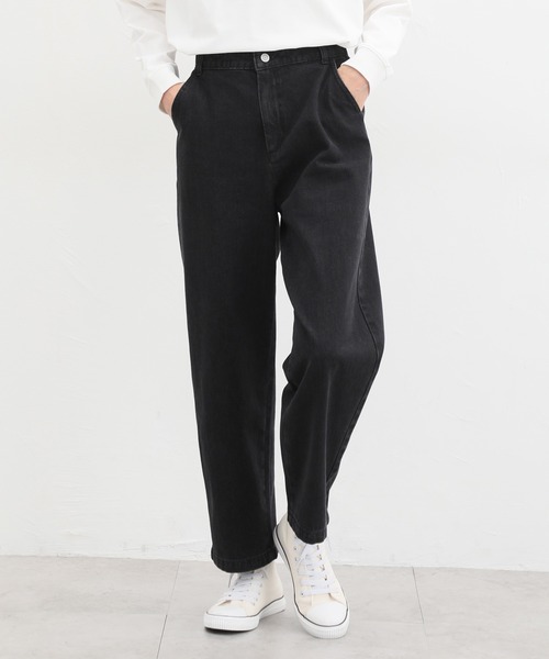 Honeys（ハニーズ）の「デニムストレートパンツ（デニムパンツ・レディース・インディゴブルー/ブラック/ワンウォッシュ/ブルー/ベージュ/アイボリー・L/M/SS/LL/S）」の3枚目の写真