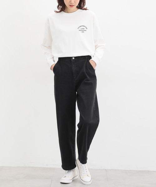 Honeys（ハニーズ）の「デニムストレートパンツ（デニムパンツ・レディース・インディゴブルー/ブラック/ワンウォッシュ/ブルー/ベージュ/アイボリー・L/M/SS/LL/S）」の7枚目の写真