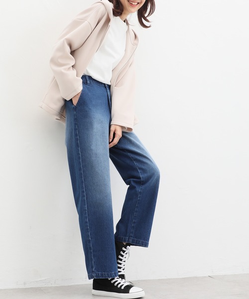 Honeys（ハニーズ）の「デニムストレートパンツ（デニムパンツ・レディース・インディゴブルー/ブラック/ワンウォッシュ/ブルー/ベージュ/アイボリー・L/M/SS/LL/S）」の9枚目の写真