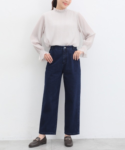 Honeys（ハニーズ）の「デニムストレートパンツ（デニムパンツ・レディース・インディゴブルー/ブラック/ワンウォッシュ/ブルー/ベージュ/アイボリー・L/M/SS/LL/S）」の12枚目の写真