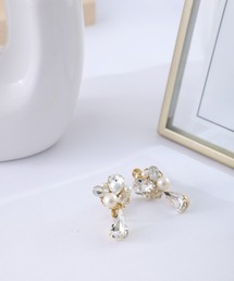 PourVous（プールヴー）の「ビジュー× パール イヤリング 結婚式 同窓会 オケージョン 二次会 （イヤリング）」