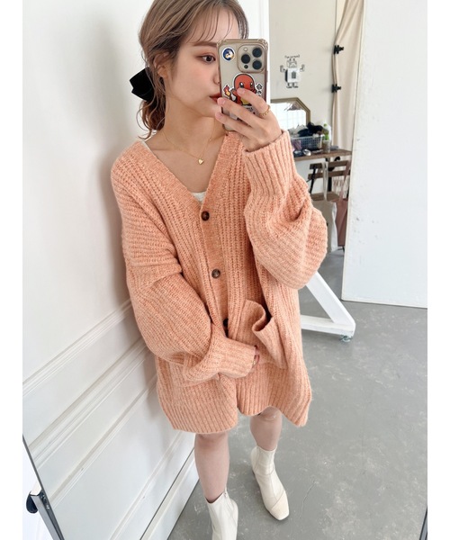 jumelle(ジュメロ)の「【ミックスニット】melange knit cardigan(カーディガン/ボレロ・レディース・アイボリー/オレンジ・MEDIUM)」の3枚目の写真