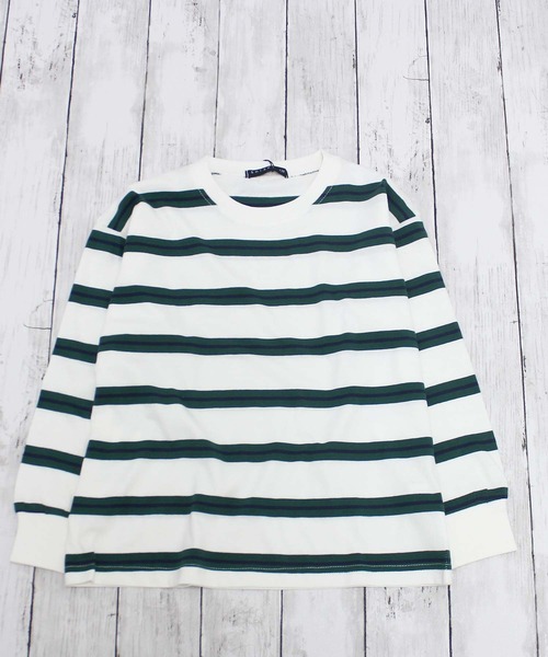 セール】ボーダーオーバーサイズロンT（Tシャツ/カットソー）｜ZI-ON