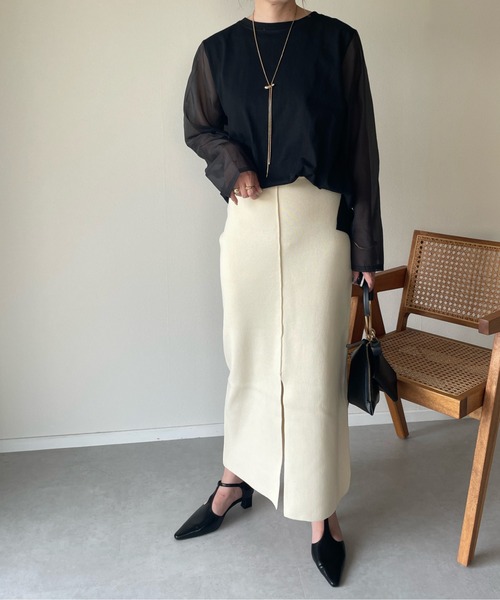 y/m by misato（イムバイミサト）の「総針タイトスカート（スカート・レディース・ブラック/ブルー/アイボリー・FREE）」の2枚目の写真