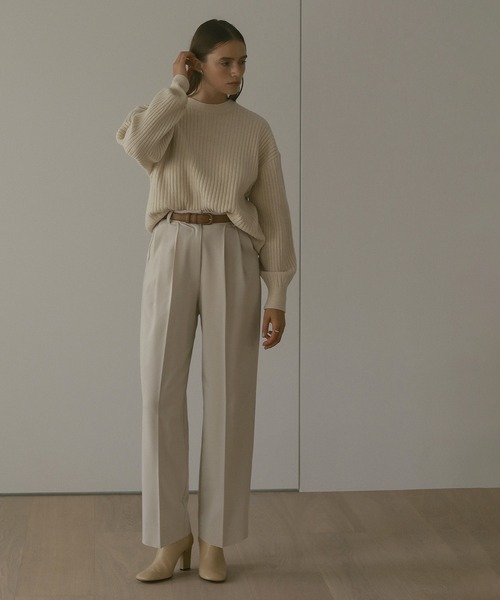MANOF(マノフ)の「DROP DESIGN KNIT TOPS(ニット/セーター・レディース・ホワイト/グリーン/ブラック・S/M)」の4枚目の写真