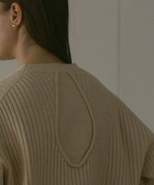 MANOF(マノフ)の「DROP DESIGN KNIT TOPS(ニット/セーター・レディース・ホワイト/グリーン/ブラック・S/M)」の8枚目の写真