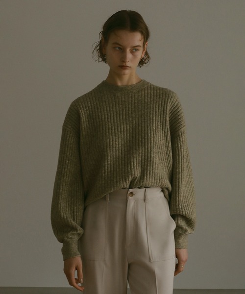 MANOF(マノフ)の「DROP DESIGN KNIT TOPS(ニット/セーター・レディース・ホワイト/グリーン/ブラック・S/M)」の14枚目の写真