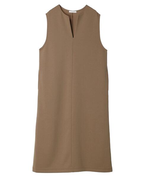 Green　Parks（グリーンパークス）の「キーネックダンボールジャンスカ（ワンピース・レディース・ベージュ/ブラック/ダークグリーン・FREE）」の4枚目の写真