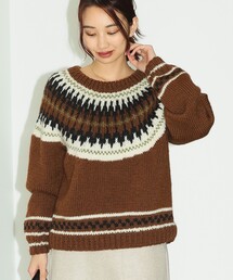 NEPALHANDKNIT × B:MING by BEAMS / 別注 求心柄 ニット プルオーバー