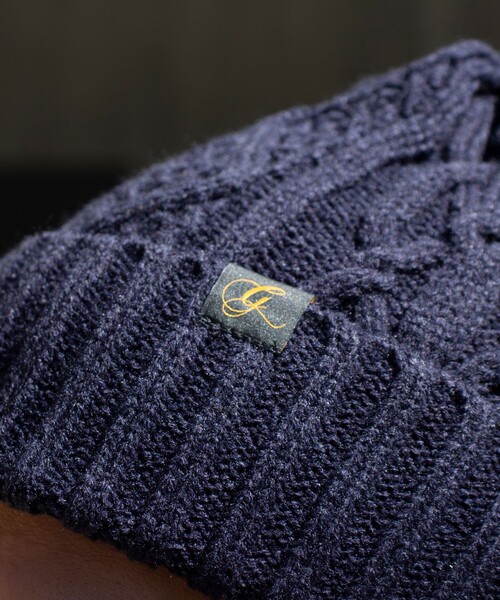 GLOSTER（グロスター）の「【GLOSTER/グロスター】ケーブル編み 裏ボア ニットワッチ ニット帽（ニットキャップ/ビーニー・メンズ・ブラック/グレー/ネイビー/グリーン/ベージュ/ライトグレー・FREE）」の8枚目の写真