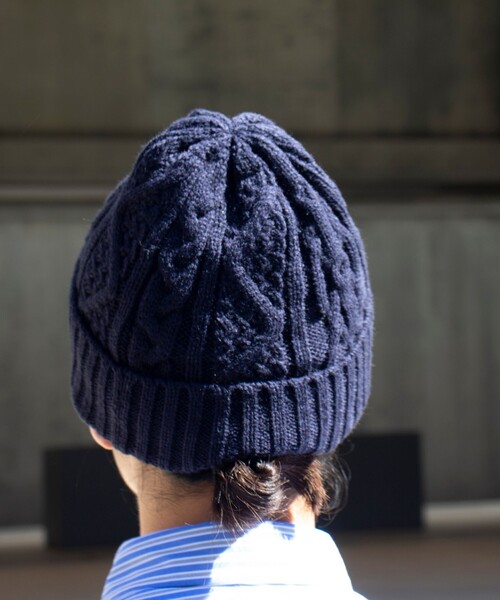 GLOSTER（グロスター）の「【GLOSTER/グロスター】ケーブル編み 裏ボア ニットワッチ ニット帽（ニットキャップ/ビーニー・メンズ・ブラック/グレー/ネイビー/グリーン/ベージュ/ライトグレー・FREE）」の9枚目の写真