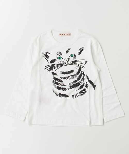 MARNI(マルニ)の「MARNI(マルニ)Kids & Junior 長袖ねこTシャツカットソー(Tシャツ/カットソー・キッズ・ホワイト・12Y/10Y/6Y/4Y/8Y)」の1枚目の写真